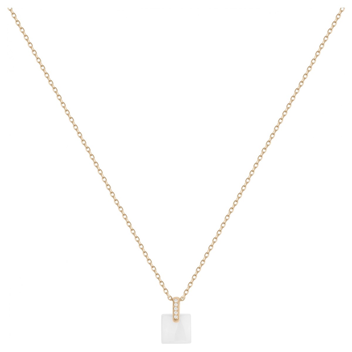 Collier mono-motif en Plaqué Or avec oxyde de zirconium blanc