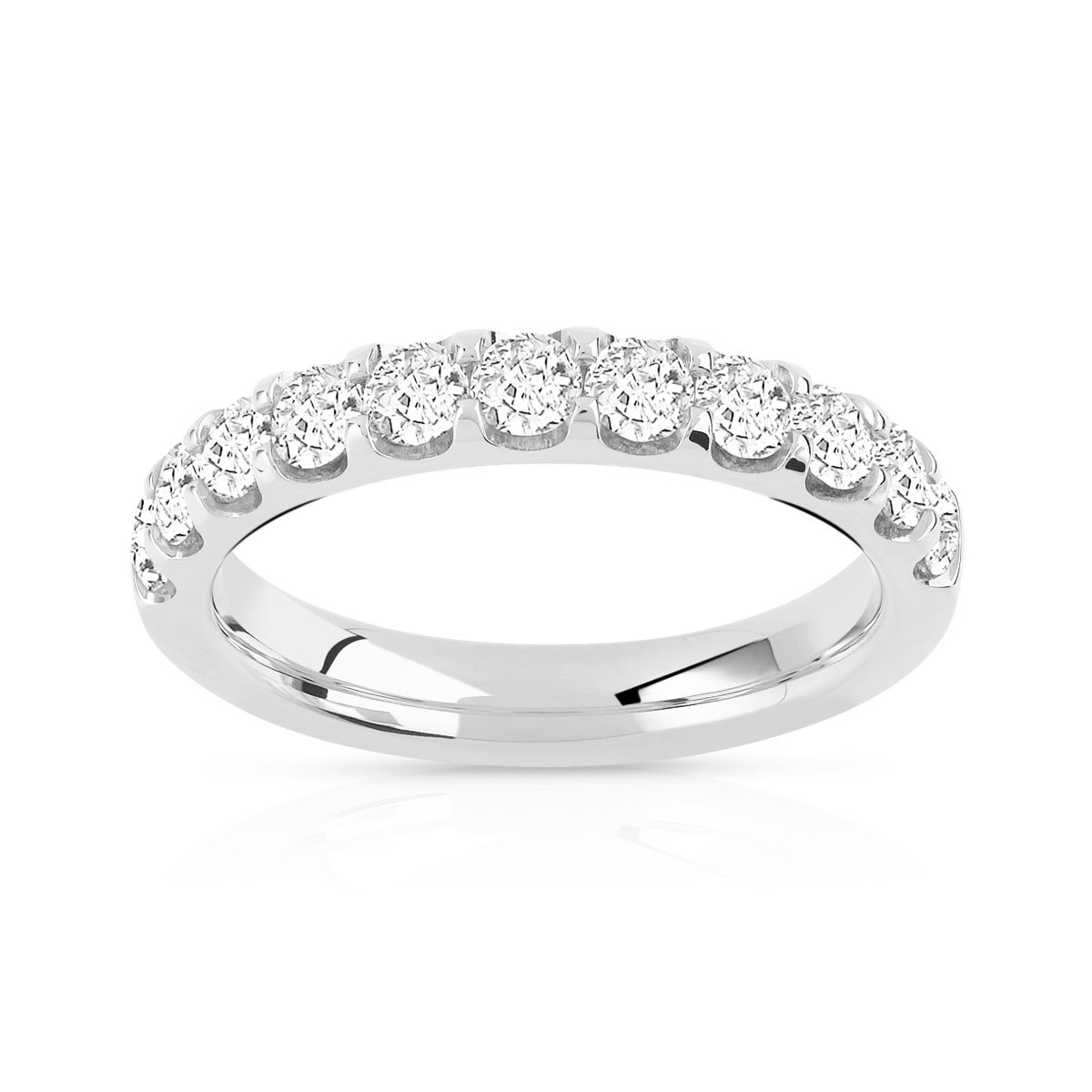 Alliance demi-T or 750 blanc diamants synthétiques 1 carat