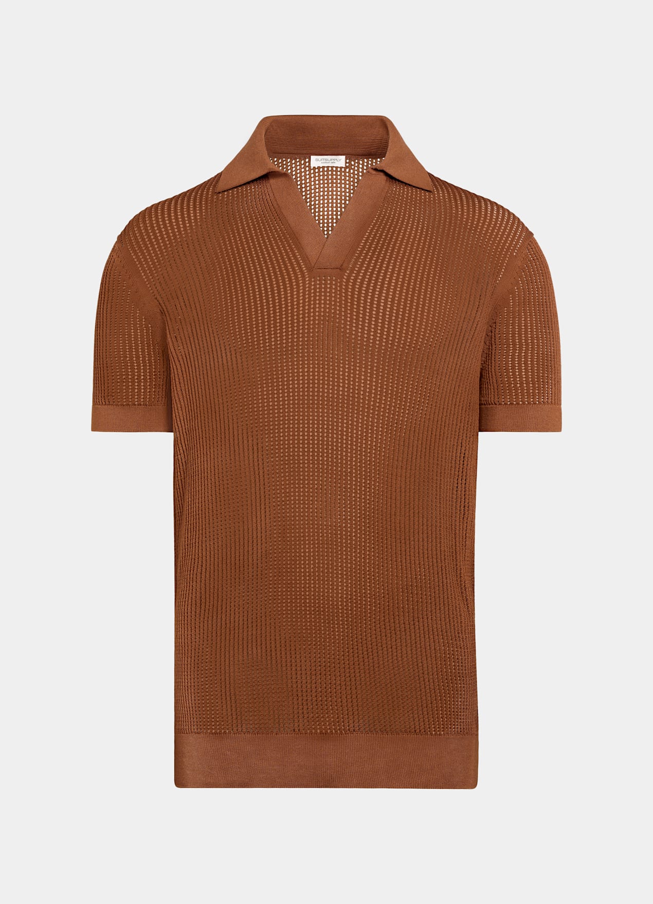 Polo crochet sans boutons orange foncé