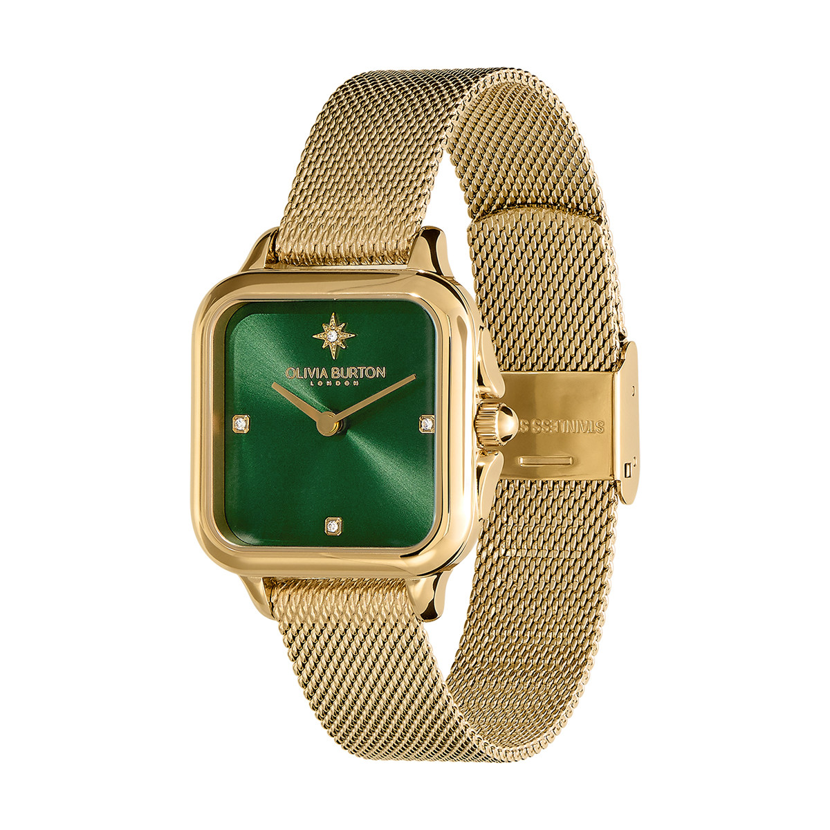 Montre OLIVIA BURTON grosvenor femme analogique, bracelet acier doré jaune