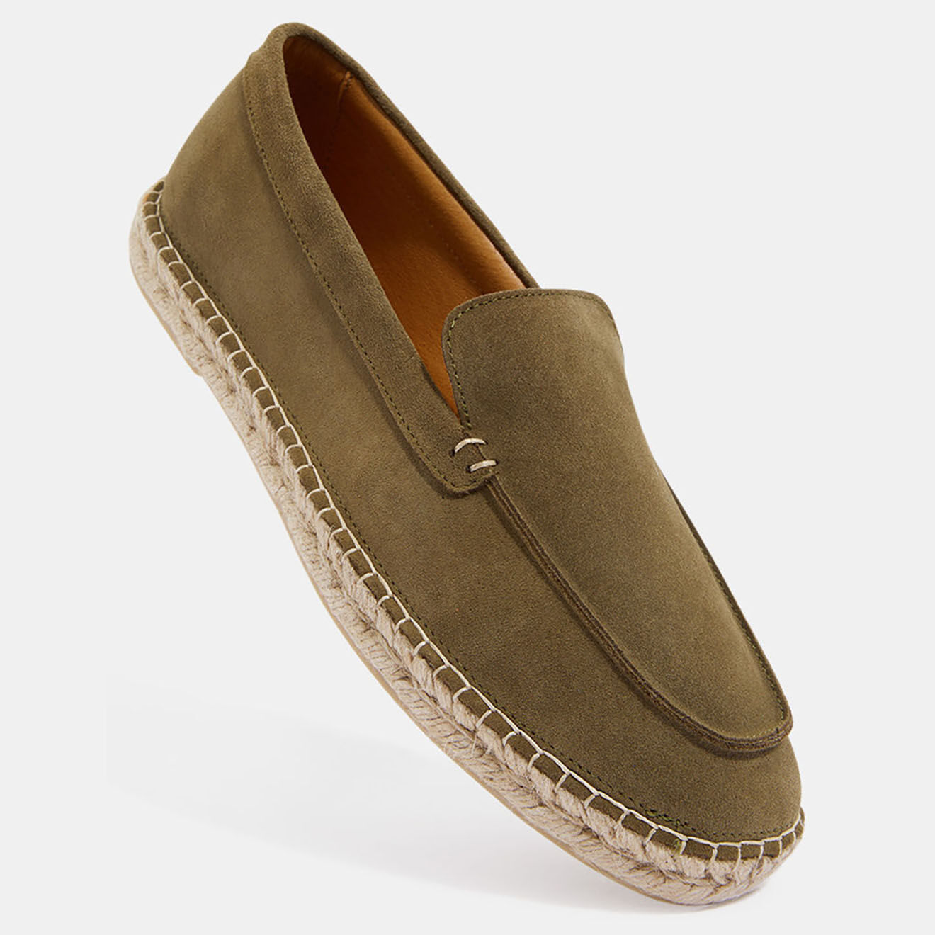 Comptoir GL Mocassins espadrilles en Velours de Cuir vert chiné