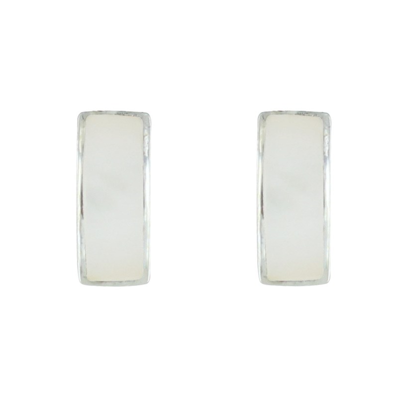 Boucles d'Oreilles Argent Rectangle Incurvé en Résine