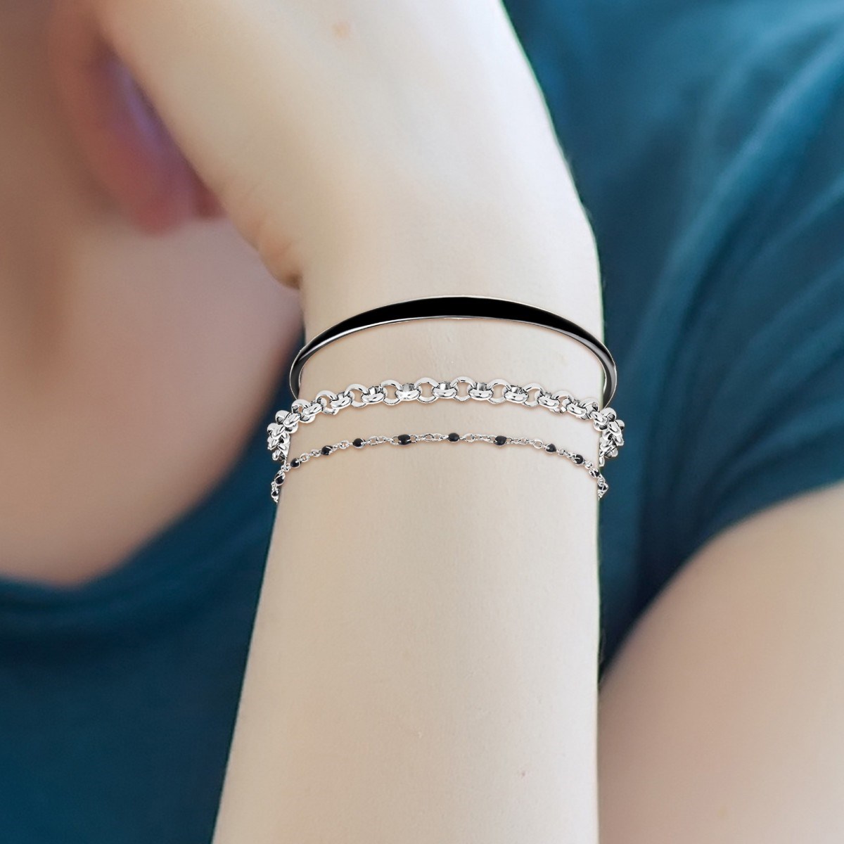 Lot de 3 bracelets SC Bohème en Laiton Rhodié argenté