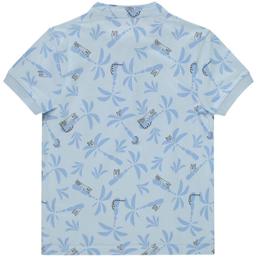 Polo manches courtes col mao imprimé félins pour garçon - Bleu
