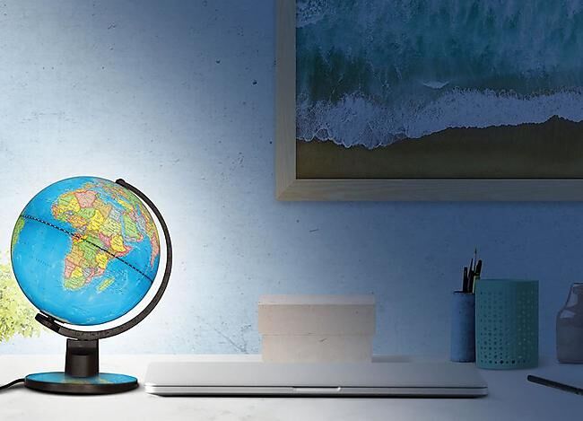 CARTOTHEQUE - GLOBE 25 CM BLEU LUMINEUX POLITIQUE