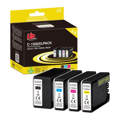 Cartouche compatible Canon PGI-1500XL - pack de 4 - noir, cyan, magenta, jaune - Uprint