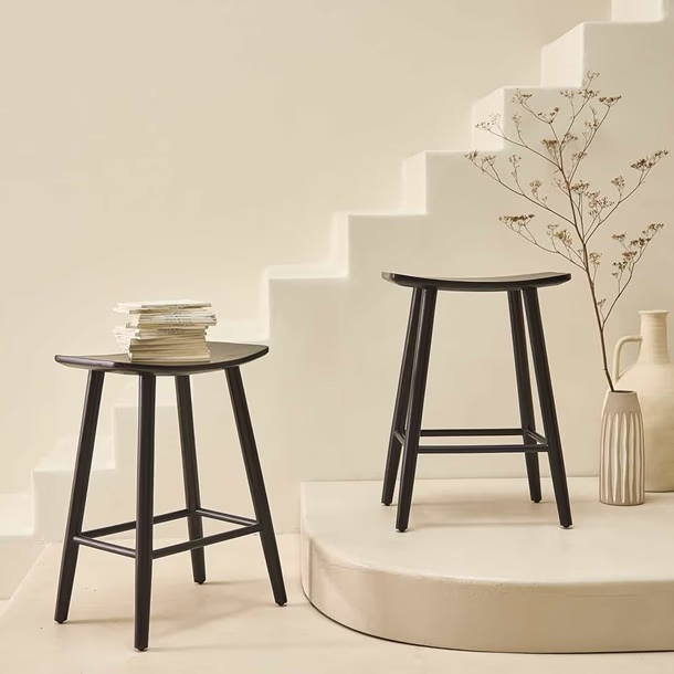 Tabouret en teck massif noir 65 cm