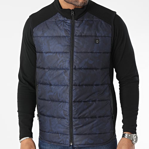 Doudoune Sans Manches Bleu Marine Floral