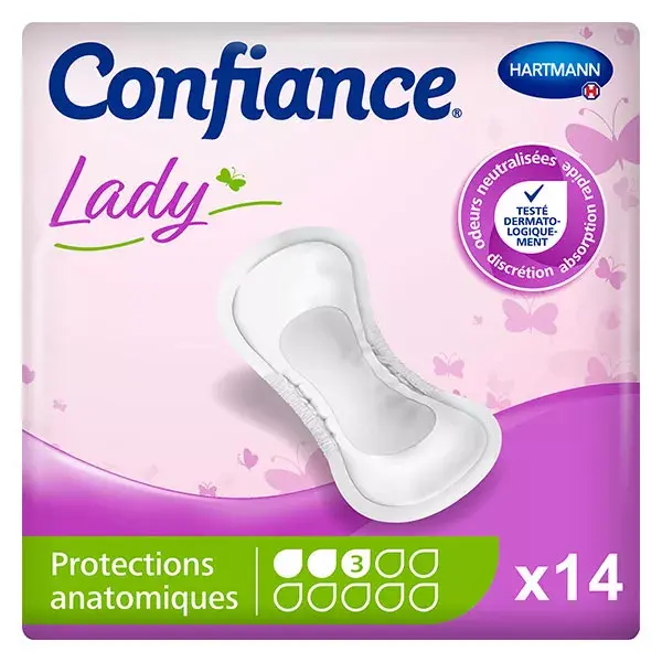Hartmann Confiance Lady Protections Anatomiques à l'Aloe Vera 3 Gouttes 14 unités