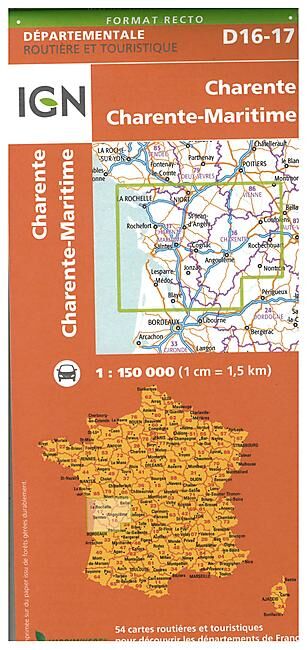 IGN - D16 17 CHARENTE ET CH MARITIME ECHELLE 1 150 000