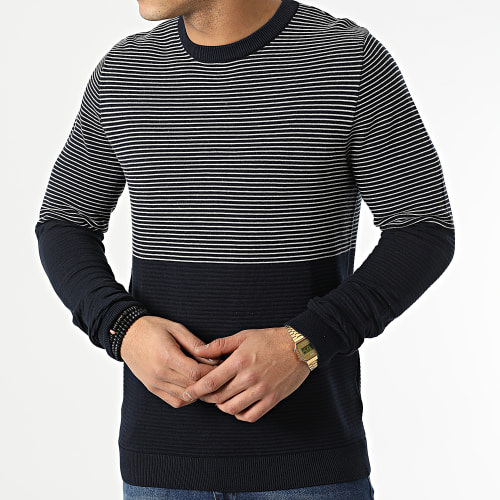 Pull A Rayures Bwo Jasper Bleu Marine