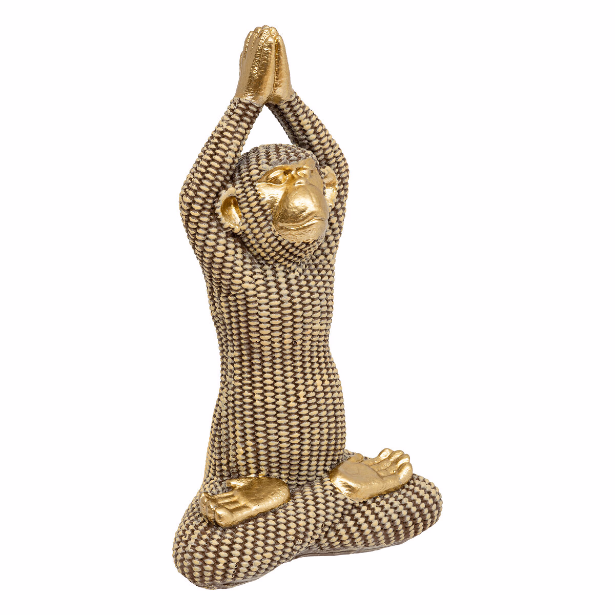 Statue singe yoga Doré, H.18 cm