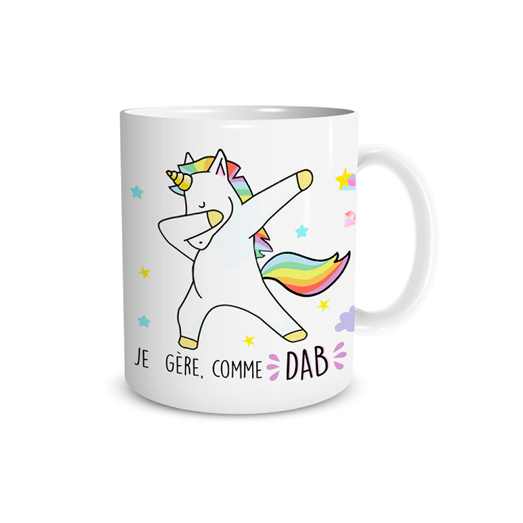 Mug licorne inscription comme Dab 40cl