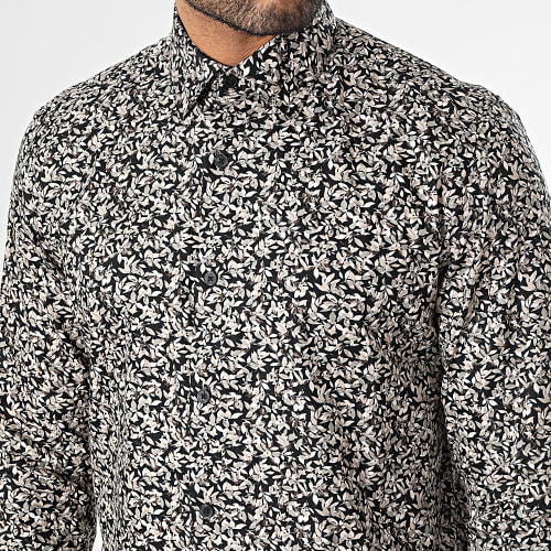 Chemise Manches Longues Ethan Noir Beige Floral