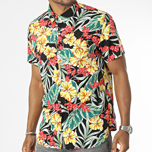 Chemise Manches Courtes Noir Floral