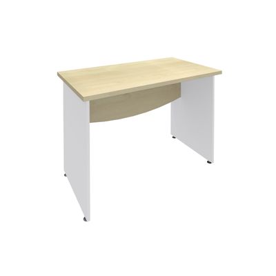Bureau droit DUAL - L80 - Pieds blanc - plateau imitation Erable