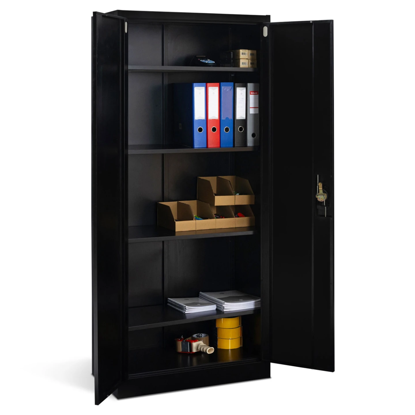 Armoire de bureau 80 x 180 cm 4 étagères modulables 5 niveaux métal noir