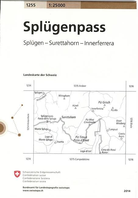 BUNDESAMT - 1255 SPLUGENPASS ECHELLE 1 25 000