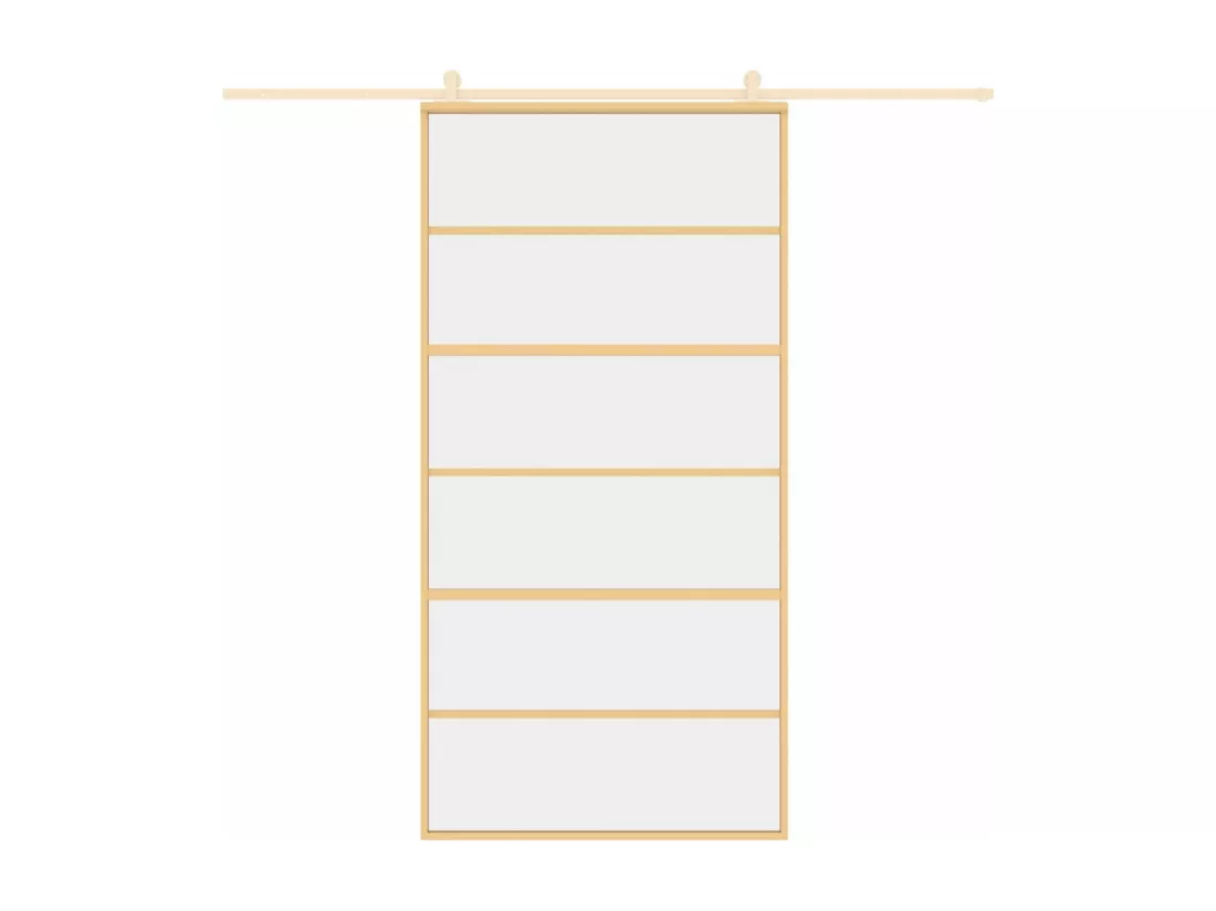 Porte coulissante doré 102,5x205cm verre ESG clair et aluminium