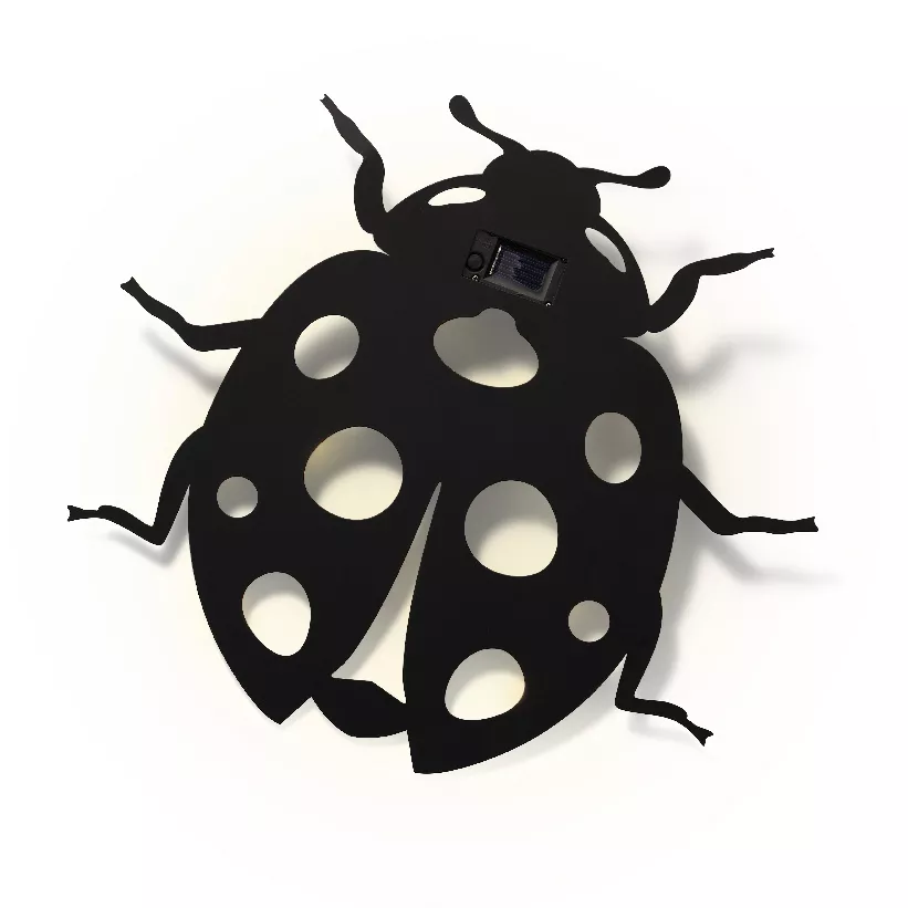 Lampe murale solaire en métal (L37,5 cm) Coccinelle Noir