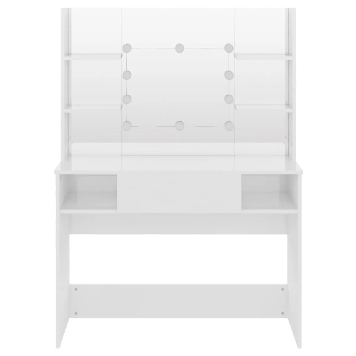 Helloshop26 Table de maquillage avec led - Blanc brillant