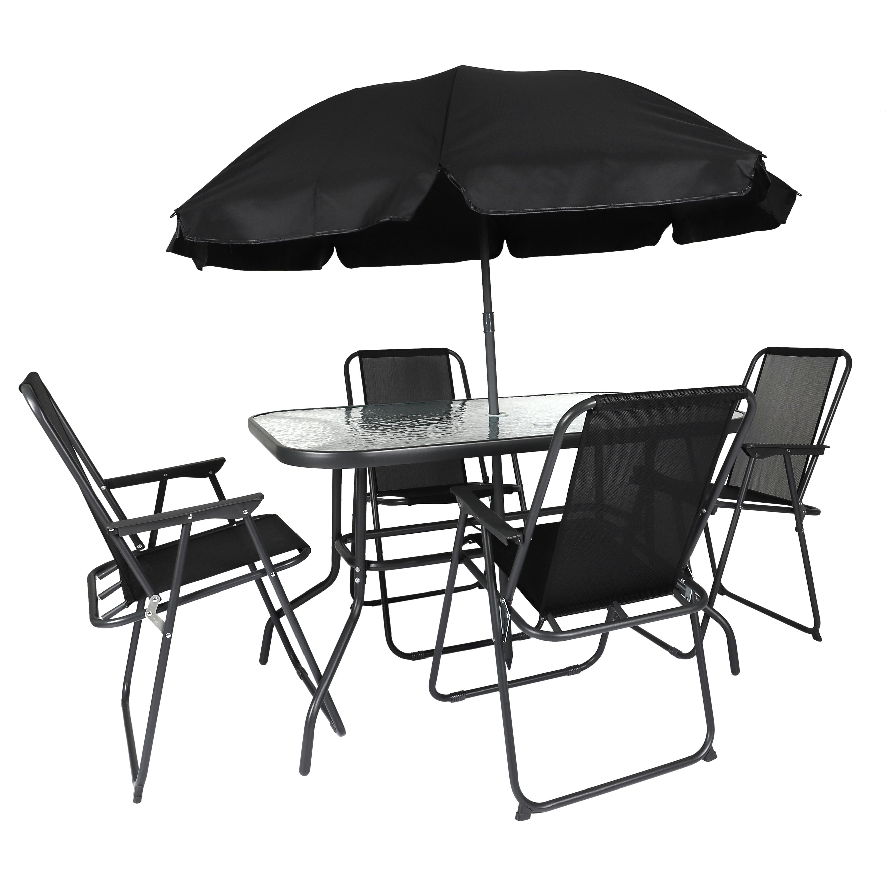 TABLE JARDIN RECTANGULAIRE 4 CHAISES ET PARASOL