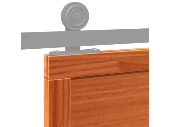 Porte de grange marron cire 100x208 cm bois massif de pin