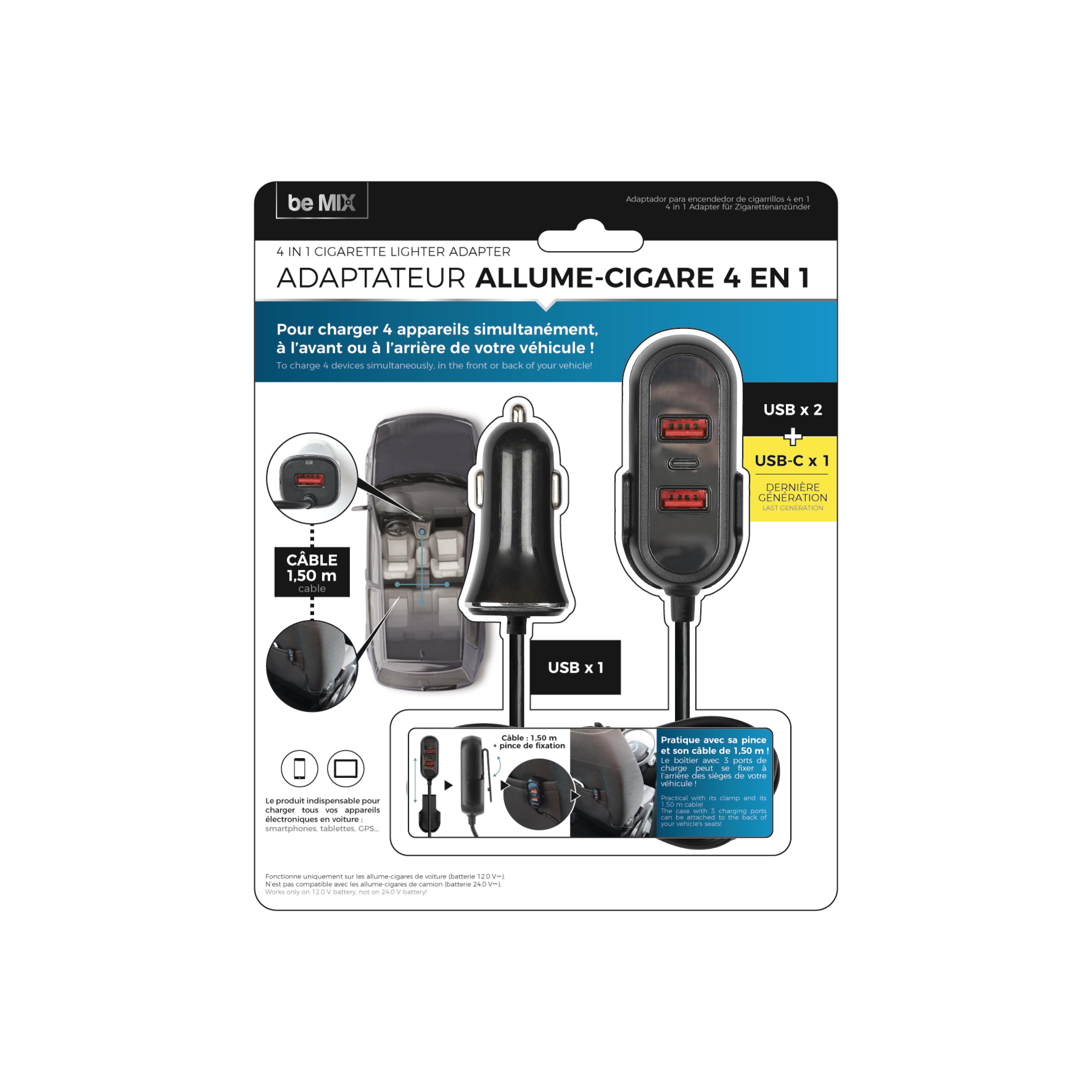 CHARGEUR VOITURE BANQUETTE ARRIERE 5 PORTS