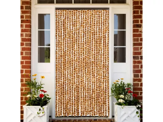 Rideau anti-mouches ocre et blanc 100x200 cm chenille