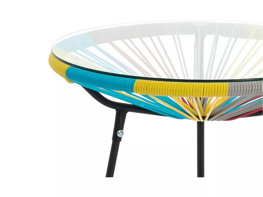 Salon de jardin en fils de résine tressés : 2 fauteuils et une table - Multicolore - ALIOS III de MYLIA