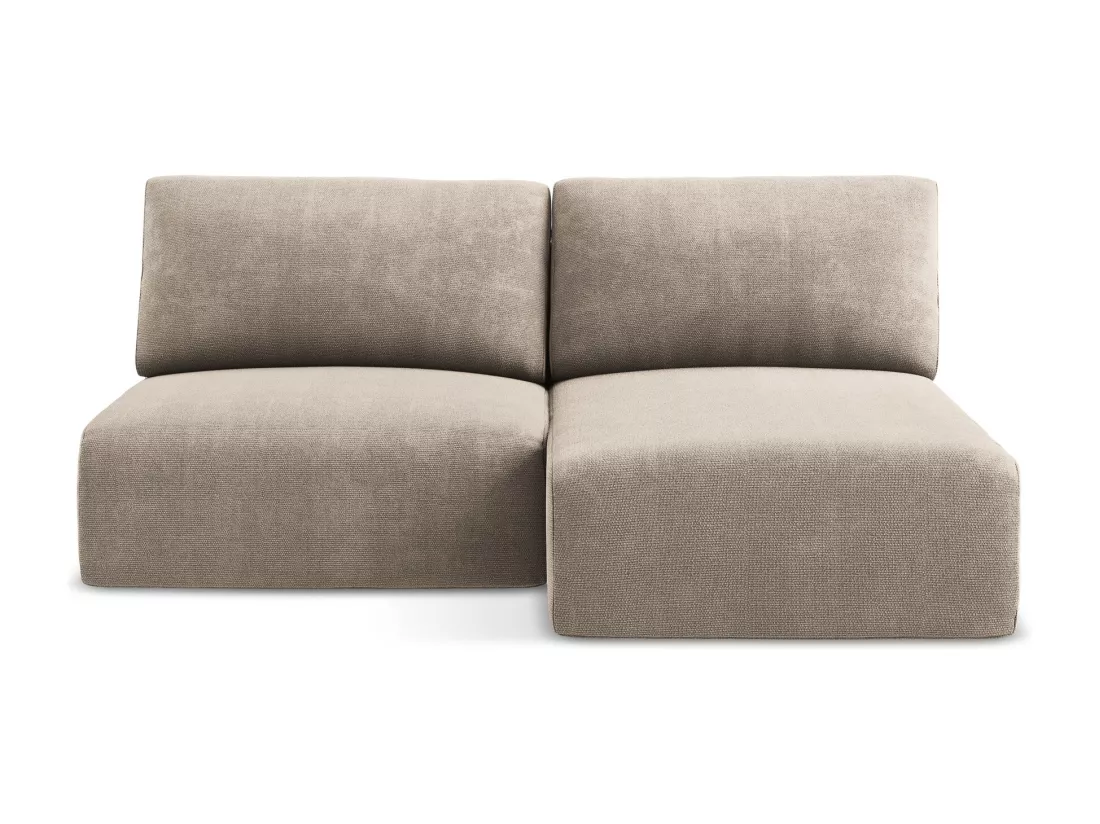 Canapé d’angle 3 places droit sans accoudoir convertible en Chenille - beige foncé - KONA