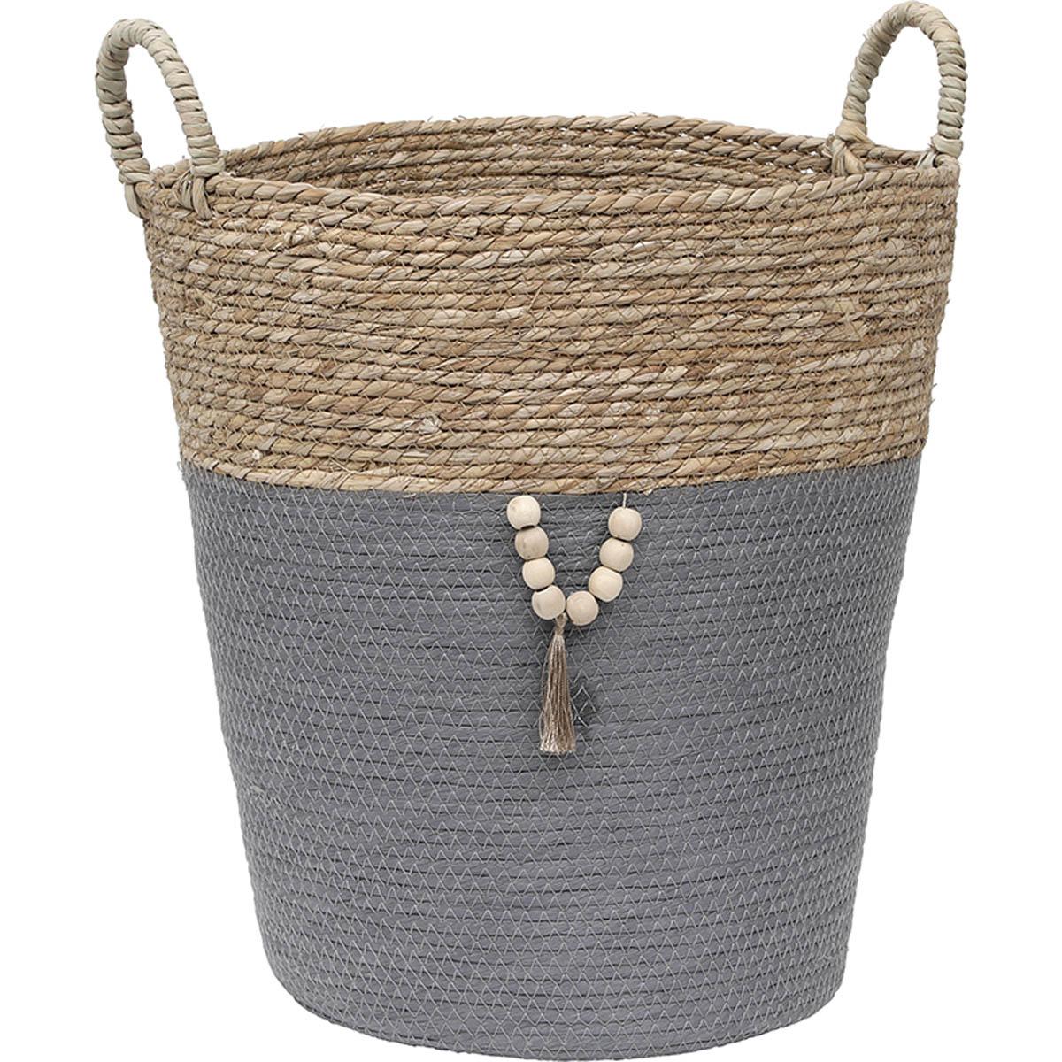 PANIERE RONDE GRAND MODELE D.45X40CM NATUREL GRIS