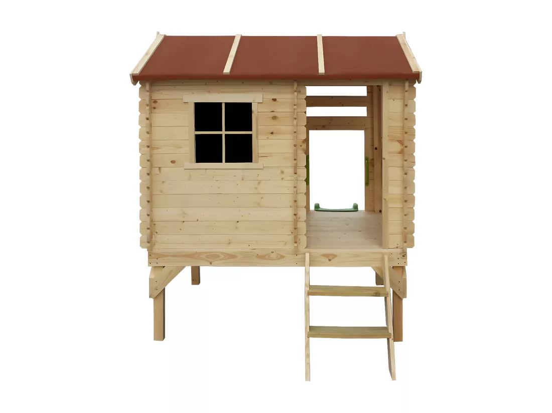 Maisonnette en bois avec toboggan - 82x146xH205cm/1.1m2 - Timbela M501C