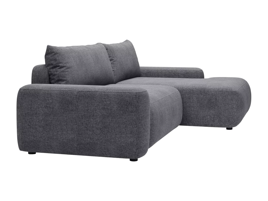 Canapé d'angle droit convertible en tissu texturé gris DAVISO