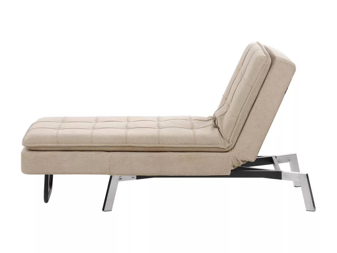 Chaise longue en tissu beige LOIRET
