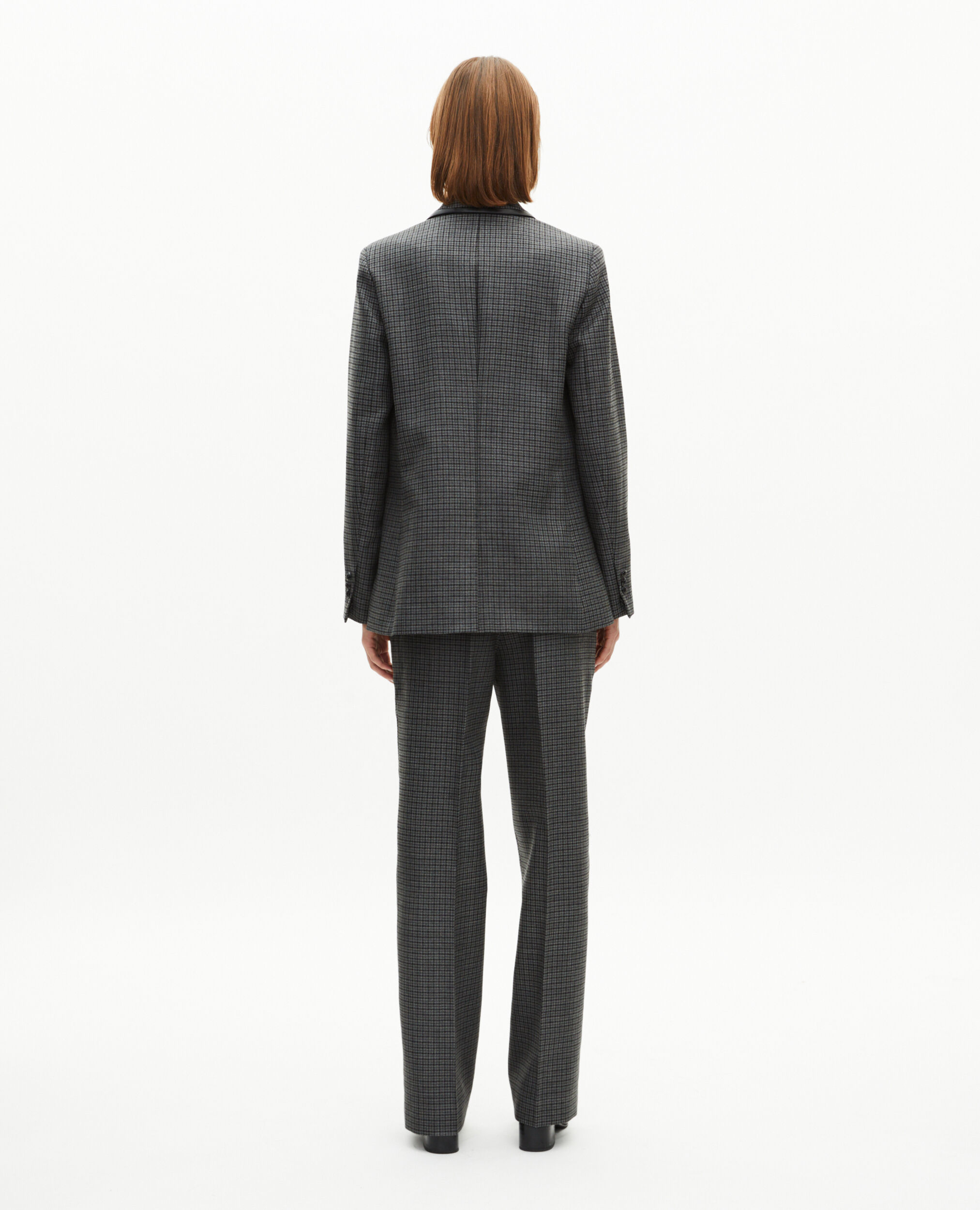 Veste tailleur en pied de puce noir et gris
