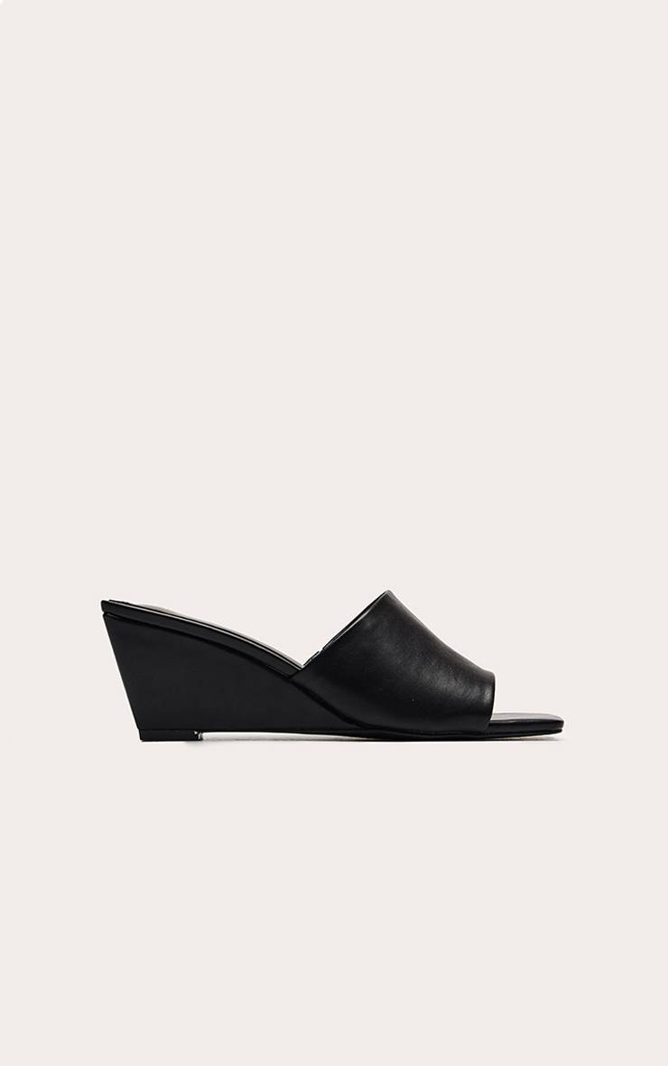 Noir Mules Compensées À Bout Carré En Synthétique