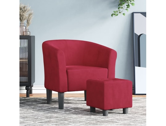VIDAXL - Fauteuil cabriolet avec repose-pied rouge bordeaux velours