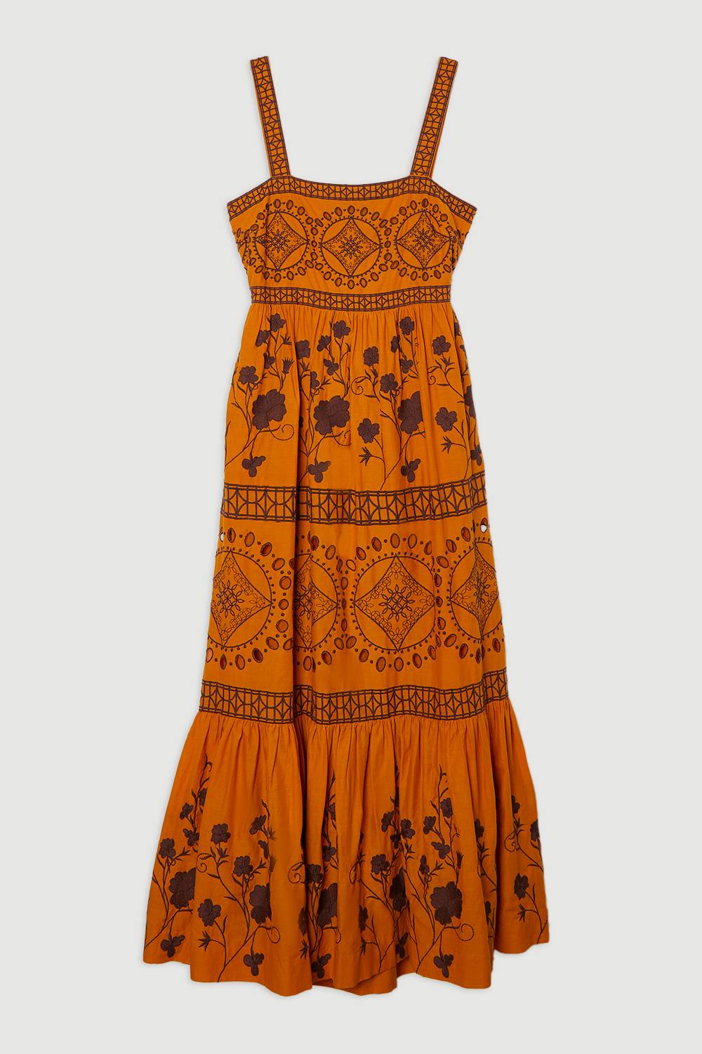 KarenMillen Robe maxi tissée à broderie florale et géométrique