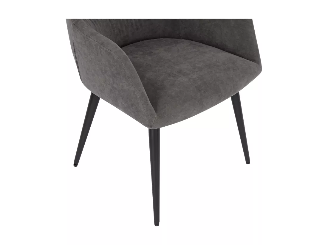 Lot de 6 chaises avec accoudoirs en tissu et métal noir - Gris - HEKA