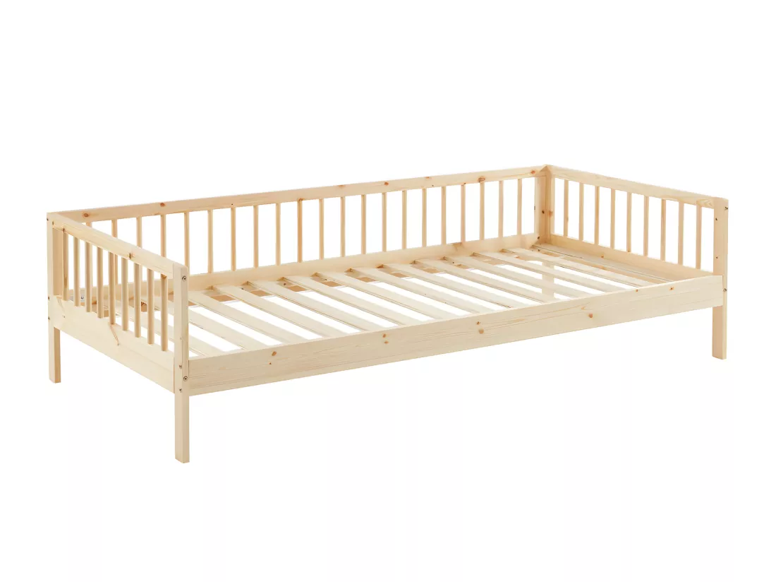 SASHA - Cadre de lit pour enfant en bois massif 90x190cm - Bois clair