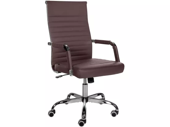Chaise de bureau - Similicuir & Métal chromé - Marron - Amadora