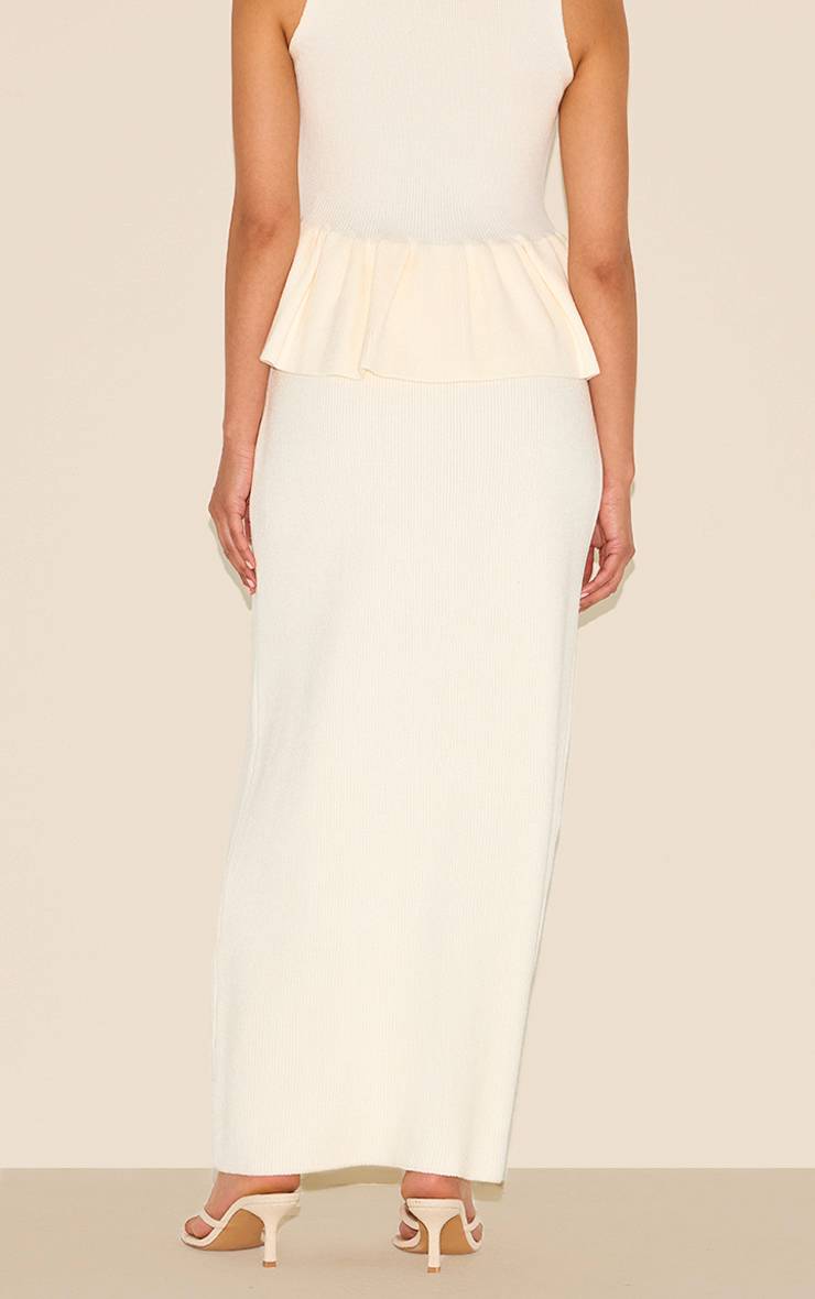 Crème Jupe Longue Taille Basse En Maille Petite Taille