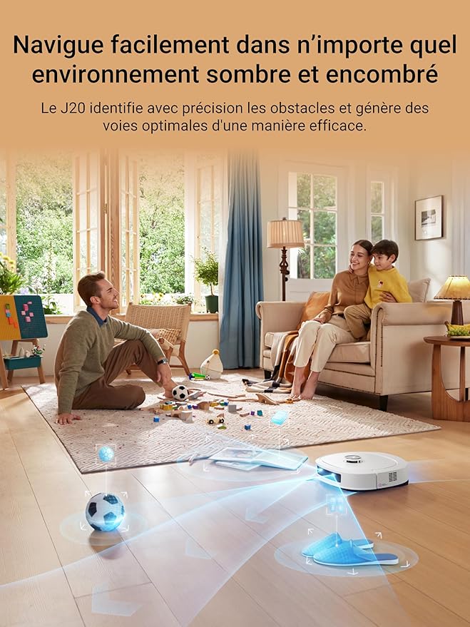 EUREKA J20 Robot Aspirateur Laveur Serpillière à Chenille 17 N, 6000mAh Aspirateur Robot Laveur avec Station Autonettoyante, 8000 Pa, Détection de Tapis, AI Détection d'obstacles, Commande Vocale