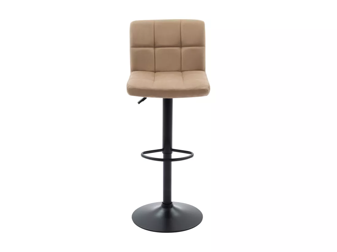 Lot de 2 tabourets de bar en velours et métal - Hauteur réglable - Beige - JUSTANA