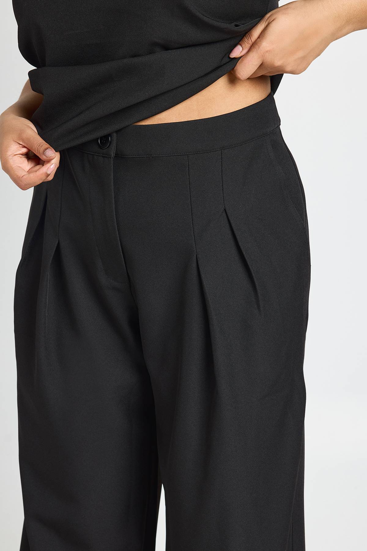 boohoo Pantalon Large Taille Haute Grande Taille