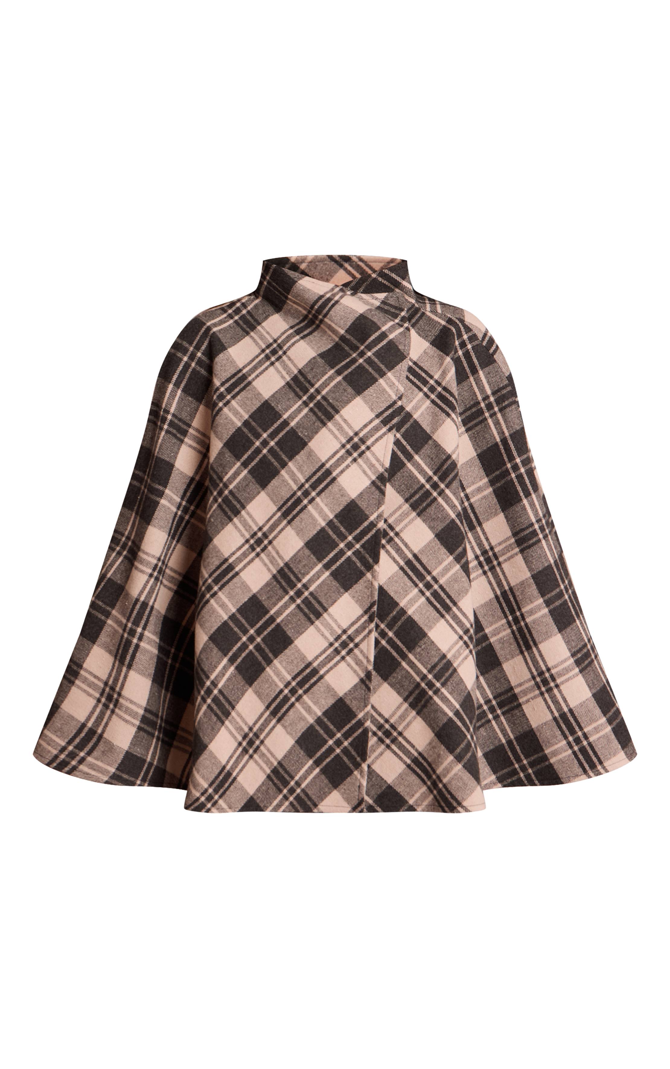 Noir Manteau Cache-cœur À Col Montant À Carreaux Monochromes