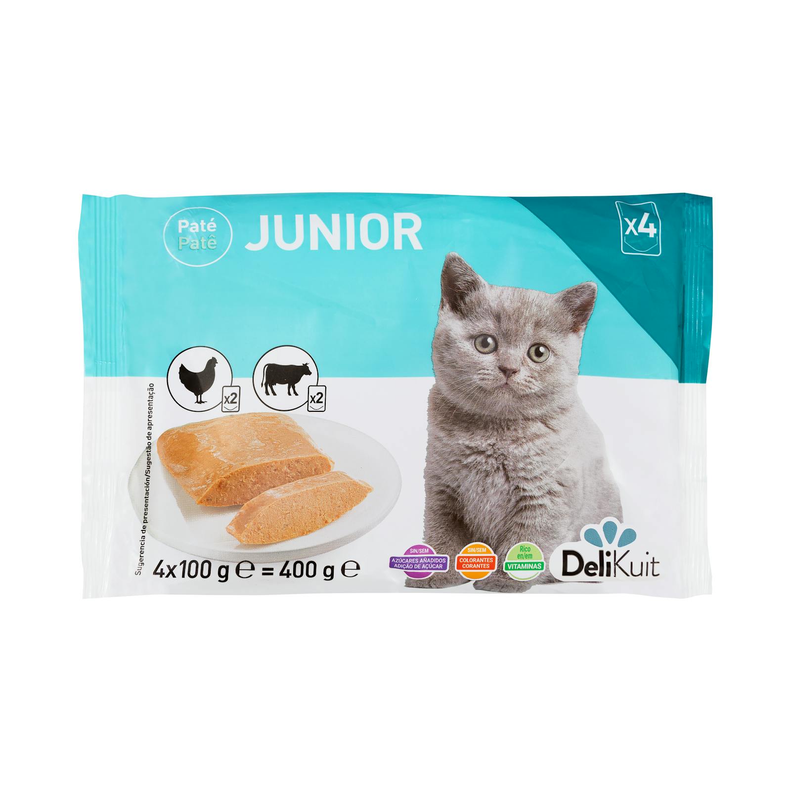 Pâté pour chat Delikuit junior au poulet et au bœuf