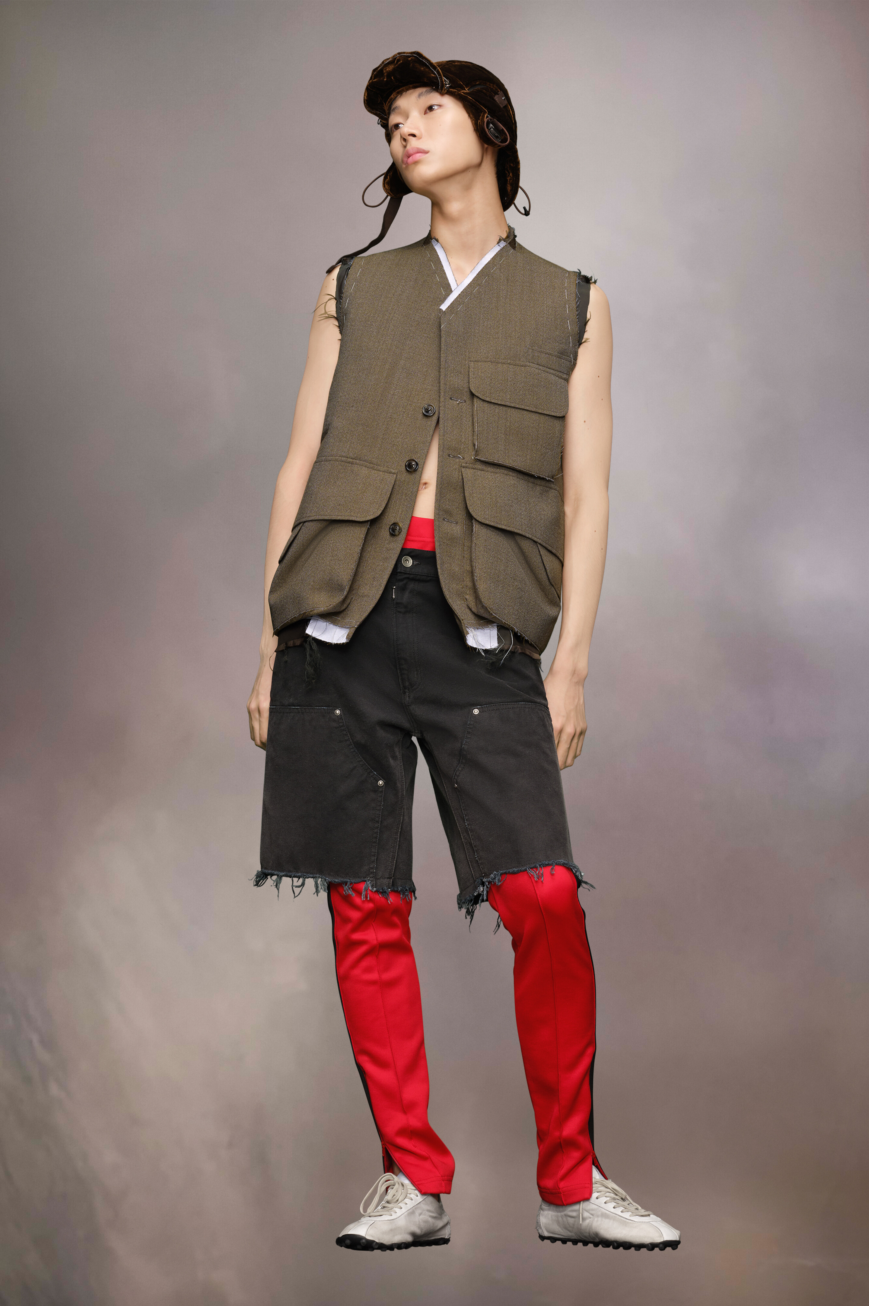 Veste en laine sans manches Olive