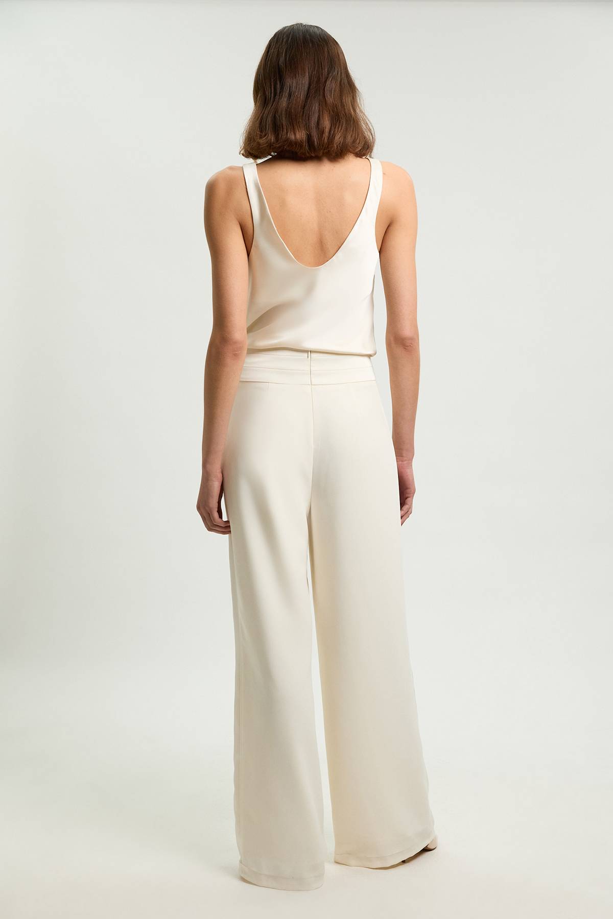 KarenMillen Pantalon Large Tailleur En Crêpe Satiné Dos Petite